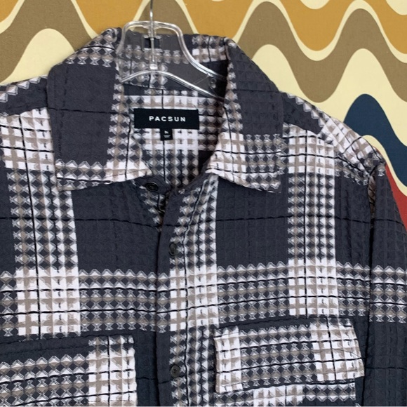 Pac Sun Waffle Weave Button Up Size L/XL GUC - Picture 3 of 7